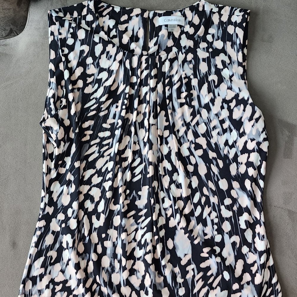 Calvin Klein sleeveless tank, cami/blouse suit separates, pink/grey/black, sz: L